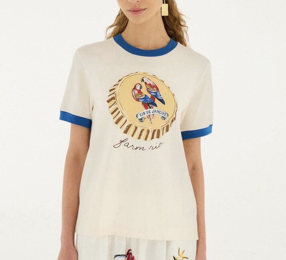 Farm Rio Off-White Beer Cap Baby T-Shirt Women’s Size Medium NWT